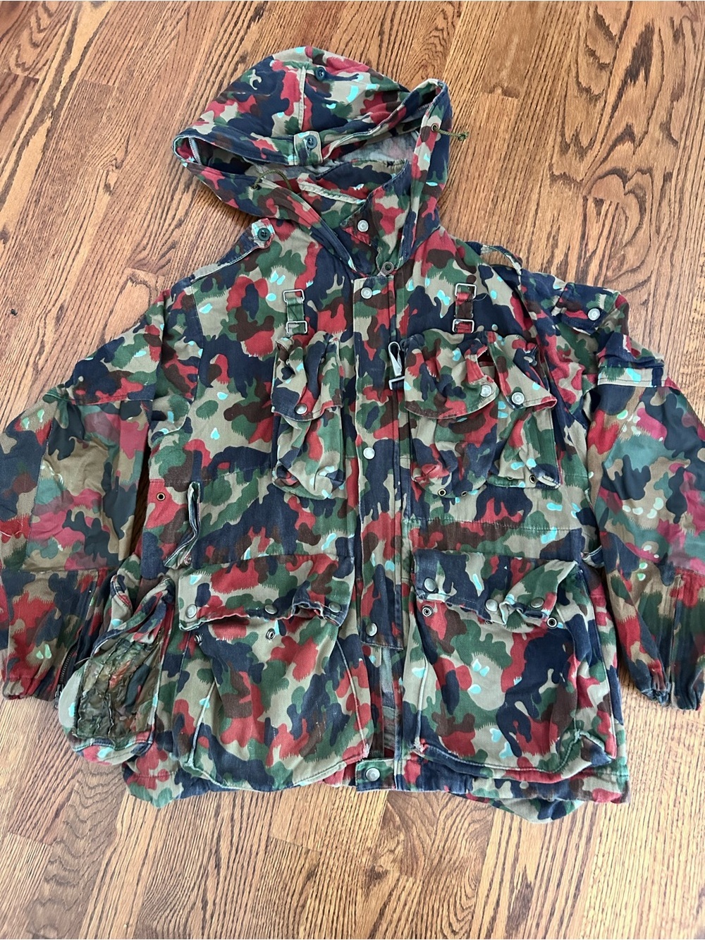 Swiss Army M70 Alpenflage Field Parka Jacket Mens EU 52 US 42 Large Camo Hooded